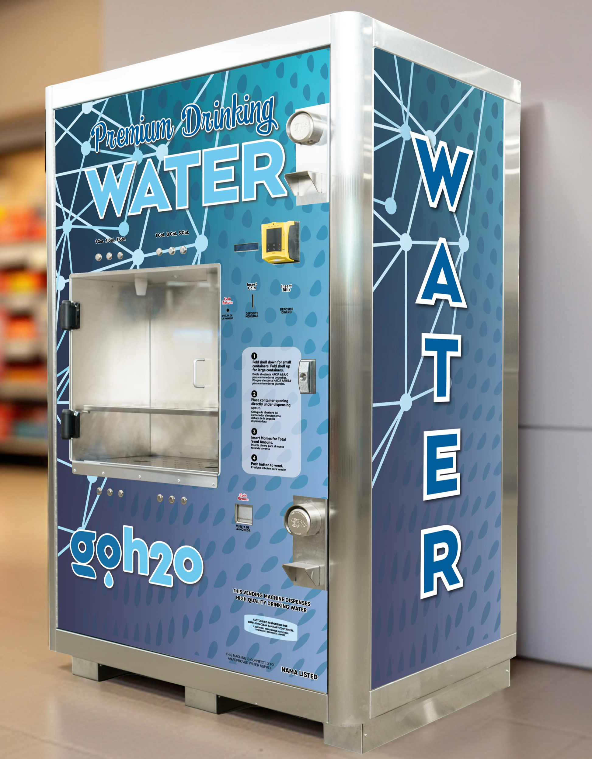goh2o water vend machine with digital graphic