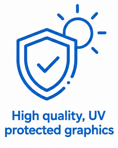 High-quality UV protected graphics icon in goh2o blue